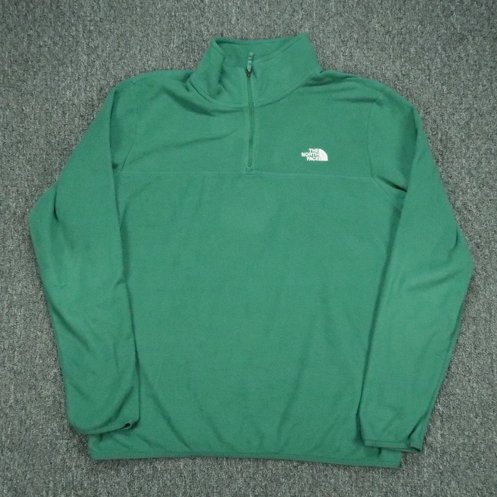 The North Face Sweater Mens Large Green Quarter Zip Mock Neck Pullover *